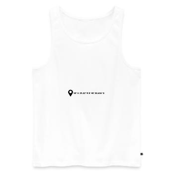 Frankfurt am Main coordinates - Men's Premium Organic Tank Top - white - Front - AI Model Male 178 light (178cm)