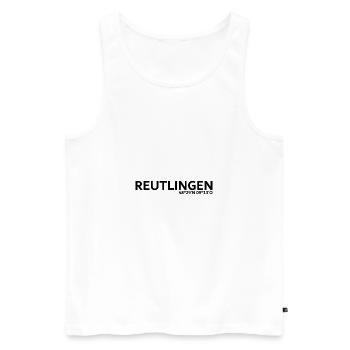 Reutlingen Koordinaten - Männer Premium Bio Tank Top - Weiß - Vorne - Michal (187cm)