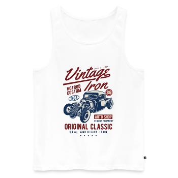 RETRO VINTAGE HOTROD - Auto Retro Shirt Motiv - Männer Premium Bio Tank Top - Weiß - Vorne - Michal (187cm)