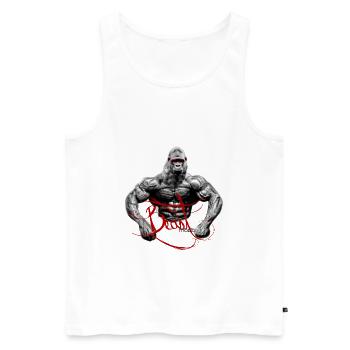 Beast Mode - Men's Premium Organic Tank Top - white - Front - AI Model Male 178 light (178cm)