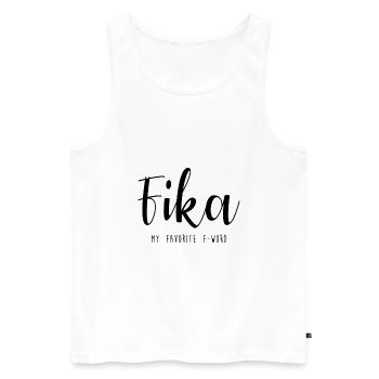 Fika Mon F-Word préféré - Débardeur bio Premium Homme - blanc - Devant - AI Model Male 178 light (178cm)