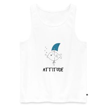 Fish shark positive attitude fin goldfish - Men's Premium Organic Tank Top - white - Front - Michal (187cm)