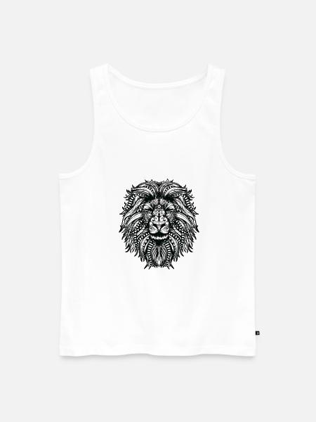 Mandala leeuw met leeuwen manen - Mannen Premium Bio Tanktop - wit