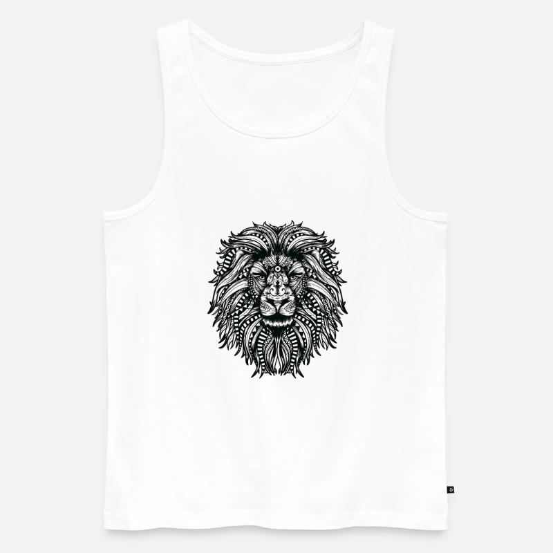 Mandala Löwe mit Löwenmähne - Männer Premium Bio Tank Top - Weiß