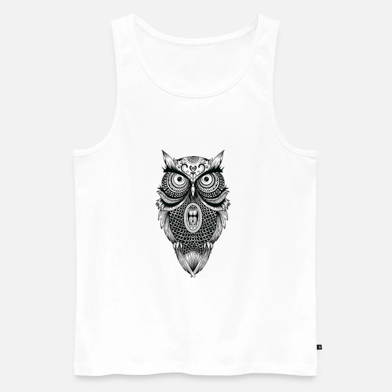 Mandala Eule - Männer Premium Bio Tank Top - Weiß