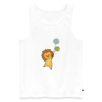 Lion ballon volant gros chat mignon animaux en volant - Débardeur bio Premium Homme - blanc - Devant - AI Model Male 178 light (178cm)