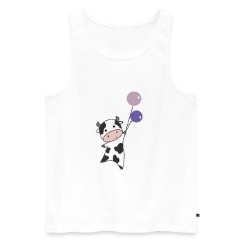 Kuh fliegt mit Luftballons nach oben süße Tiere - Männer Premium Bio Tank Top - Weiß - Vorne - Michal (187cm)