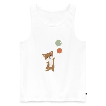 Chien vole avec des ballons vers le haut drôle animal - Débardeur bio Premium Homme - blanc - Devant - AI Model Male 178 light (178cm)