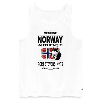 Norway Adventures - Norway Flag & Huskies - Débardeur bio Premium Homme - blanc - Devant - AI Model Male 178 light (178cm)