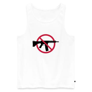 Interdiction des armes Boucliers d’interdiction (Pas d’armes Peace) 2C - Débardeur bio Premium Homme - blanc - Devant - Michal (187cm)