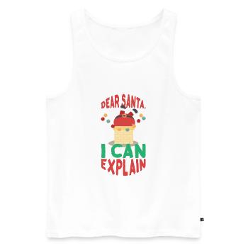 Cher père Noël, je peux expliquer le père Noël dans la cheminée - Débardeur bio Premium Homme - blanc - Devant - AI Model Male 178 light (178cm)