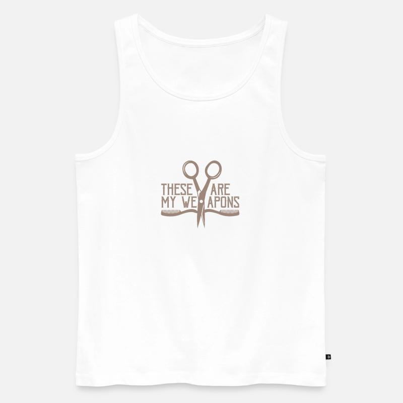 Friseur Friseur Friseur Kammschere - Männer Premium Bio Tank Top - Weiß
