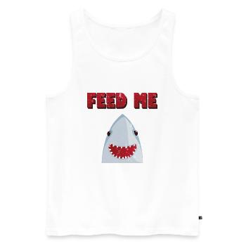 Shark Feed Me Graphic - Débardeur bio Premium Homme - blanc - Devant - AI Model Male 178 light (178cm)