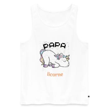 papa licorne - Débardeur bio Premium Homme - blanc - Devant - Michal (187cm)