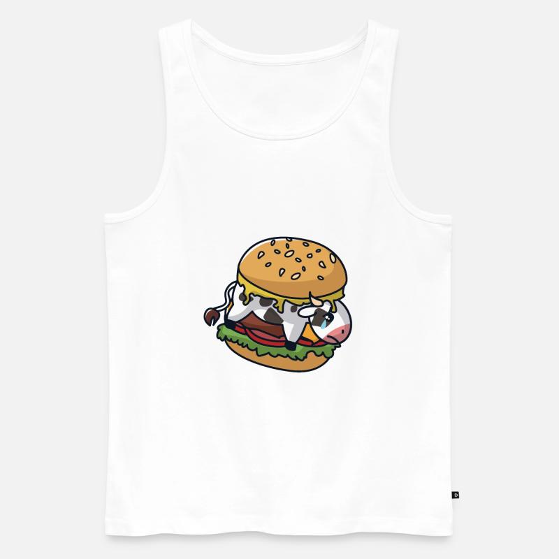 Kuh in einem Burger - Männer Premium Bio Tank Top - Weiß