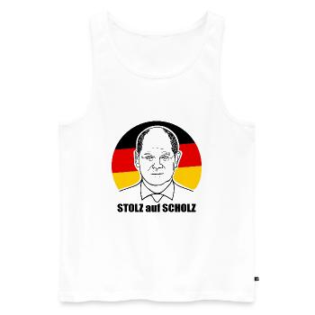 stolz auf Scholz, Bundeskanzler, Deutschland Shirt - Männer Premium Bio Tank Top - Weiß - Vorne - AI Model Male 178 light (178cm)