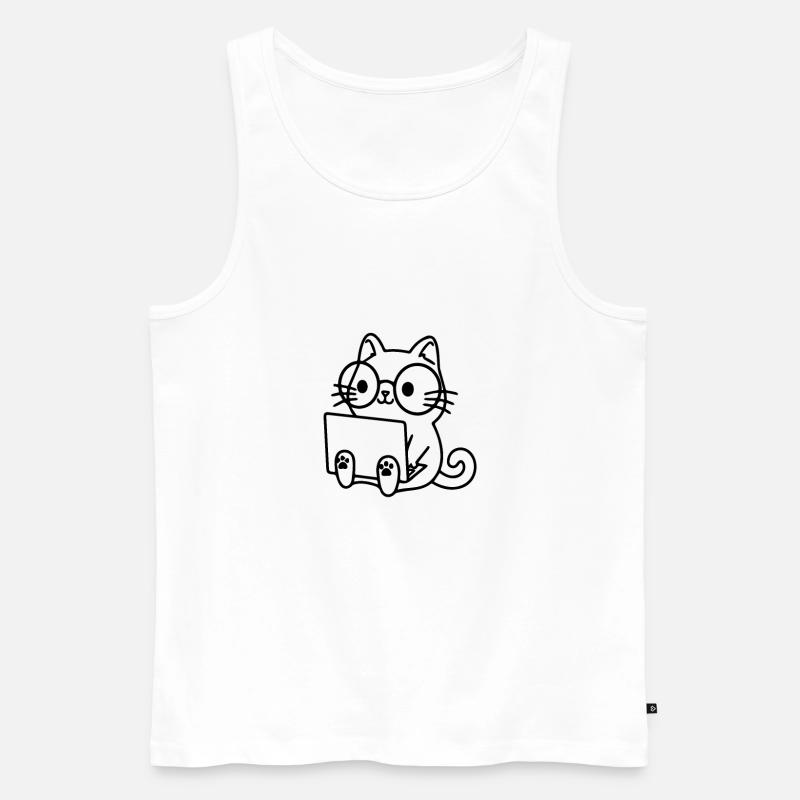 Programmierer Coding Nerd Katze - Débardeur bio Premium Homme - blanc