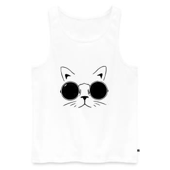 Cat, cats, cat, head, face, hangover - Men's Premium Organic Tank Top - white - Front - Michal (187cm)