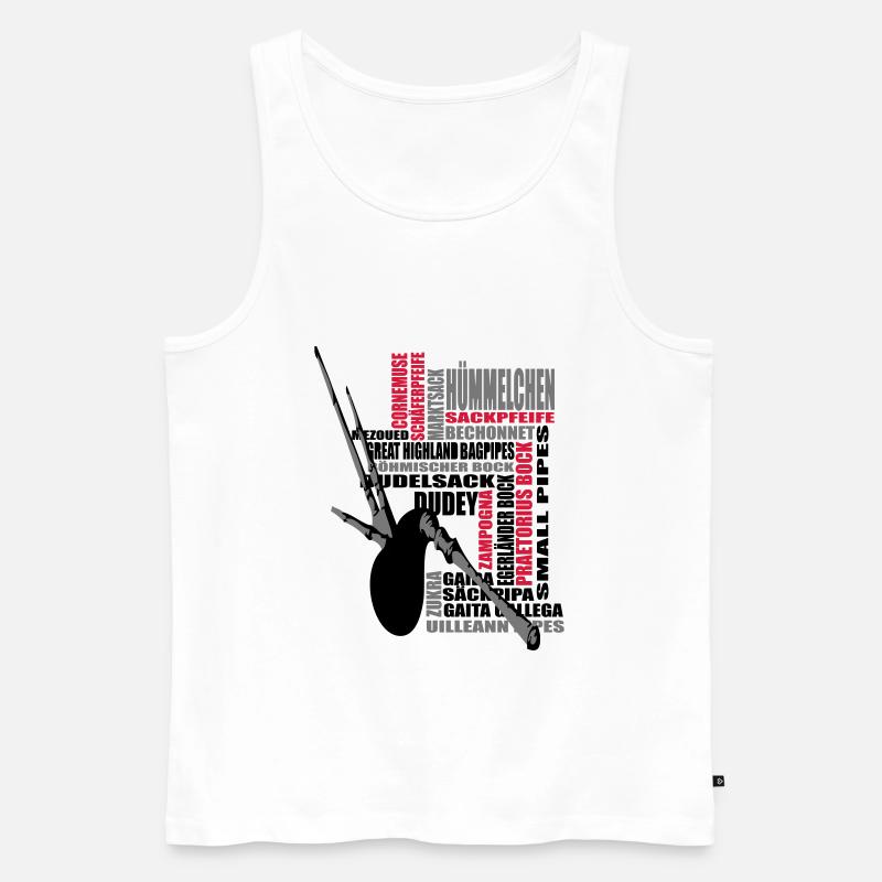 Sackpfeifer Textwolke mit Dudey - Männer Premium Bio Tank Top - Weiß