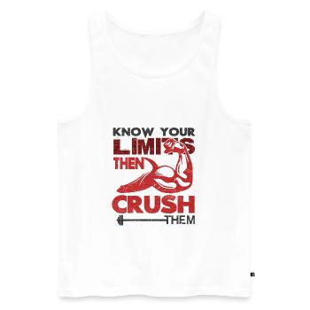 Know your Limits Muscle Building Motivation - Men's Premium Organic Tank Top - white - Front - AI Model Male 178 light (178cm)