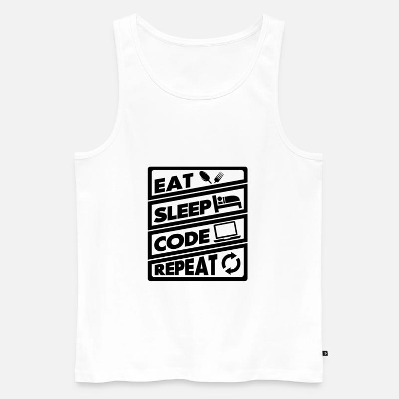 Eat Sleep Code Recurrence | encoder - Men's Premium Organic Tank Top - white