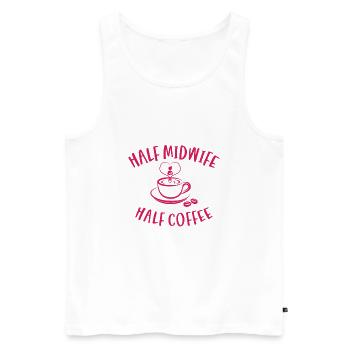 Half Midwife Half Coffee Birth Assistant Worker - Men's Premium Organic Tank Top - white - Front - Michal (187cm)