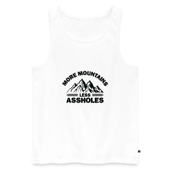 More Mountains Less Assholes Berge Wandern - Männer Premium Bio Tank Top - Weiß - Vorne - AI Model Male 178 light (178cm)