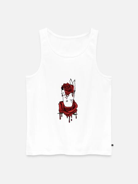 Aesthetic Dark Pattern Hand Bleeding Holding Rose - Men's Premium Organic Tank Top - white