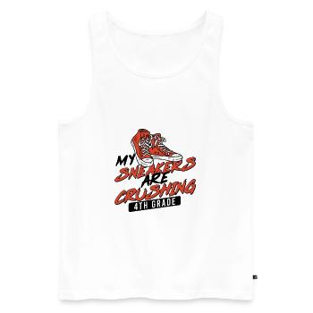 Kids Back to School Crush Sneakers for 4th Grade - Men's Premium Organic Tank Top - white - Front - AI Model Male 178 light (178cm)