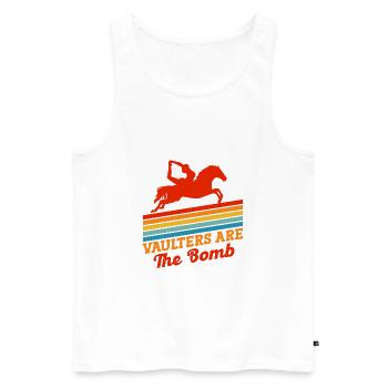 Pferdesport Voltigieren Bombenvoltigierer Reiten - Männer Premium Bio Tank Top - Weiß - Vorne - Michal (187cm)