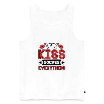 Problème Kissing Solution Relation Partenaire Baiser - Débardeur bio Premium Homme - blanc - Devant - Michal (187cm)