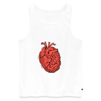 Moitié cerveau moitié cœur Anatomie des organes Science - Débardeur bio Premium Homme - blanc - Devant - AI Model Male 178 light (178cm)