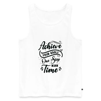 Goal Typography Life Quotes Positive Message - Men's Premium Organic Tank Top - white - Front - AI Model Male 178 light (178cm)