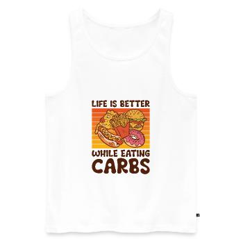 Kohlenhydrate Fast Food Leben Foodie Essen - Männer Premium Bio Tank Top - Weiß - Vorne - Michal (187cm)