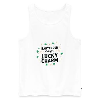 St. Patrick's Day Kleeblatt Kleeblatt Barkeeper - Männer Premium Bio Tank Top - Weiß - Vorne - AI Model Male 178 light (178cm)