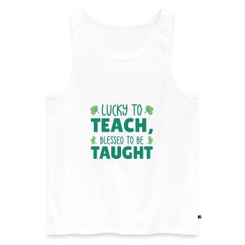 St. Patrick's Day Lehre Lucky Shamrock Clover - Männer Premium Bio Tank Top - Weiß - Vorne - AI Model Male 178 light (178cm)