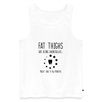 Uninstalling Fat Thighs Fitness Enthusiast - Men's Premium Organic Tank Top - white - Front - AI Model Male 178 light (178cm)