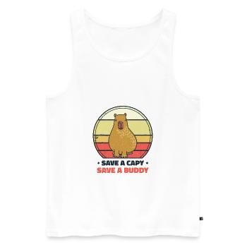 Welttierschutztag Capybara Tierschutz Retro - Männer Premium Bio Tank Top - Weiß - Vorne - Michal (187cm)