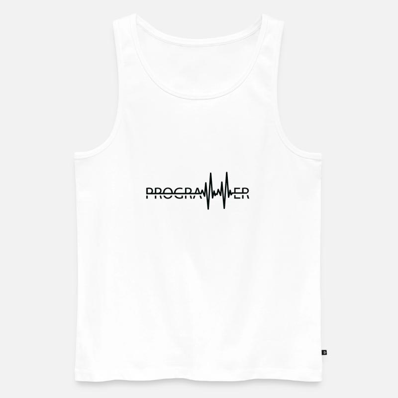 Programmierer Heartbeat Programmierung Coder - Männer Premium Bio Tank Top - Weiß