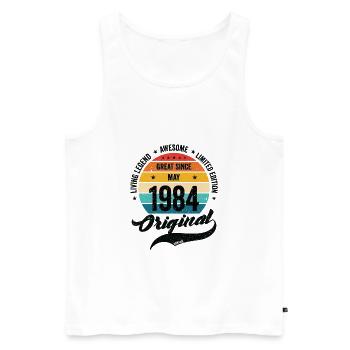 Rétro 40 ans mai 1984 anniversaire Vintage Bday - Débardeur bio Premium Homme - blanc - Devant - Michal (187cm)