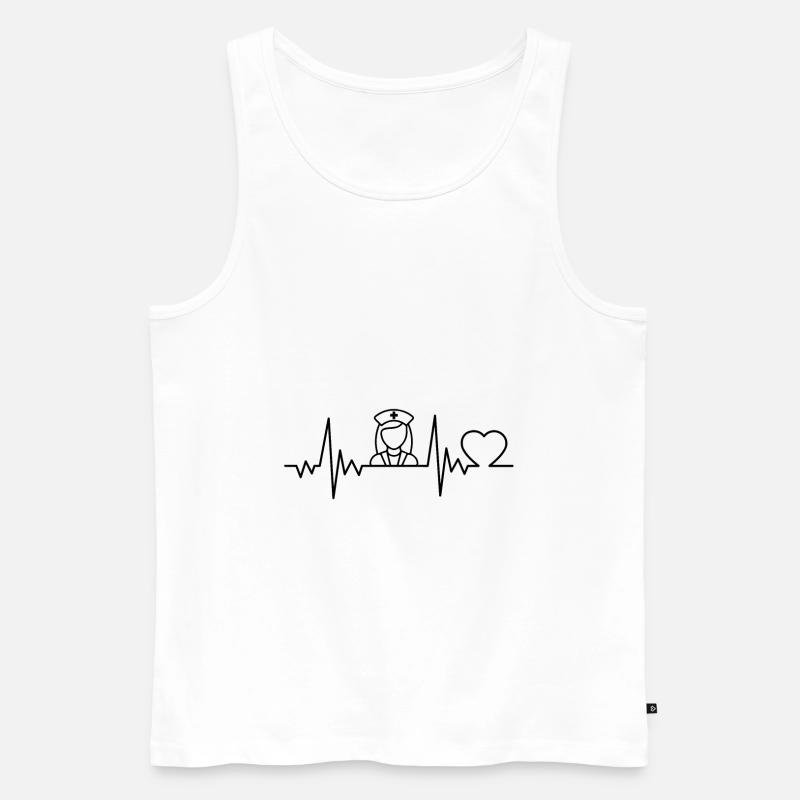 Bicie serca pielęgniarki - Ekologiczny tank top męski Premium - biały