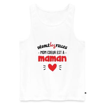 Désolée les filles mon coeur est à maman - Débardeur bio Premium Homme - blanc - Devant - Michal (187cm)