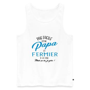 Papa et fermier - Débardeur bio Premium Homme - blanc - Devant - Michal (187cm)