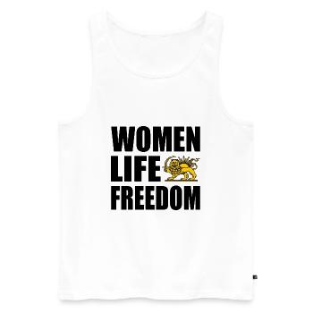 Women life freedom - Débardeur bio Premium Homme - blanc - Devant - AI Model Male 178 light (178cm)