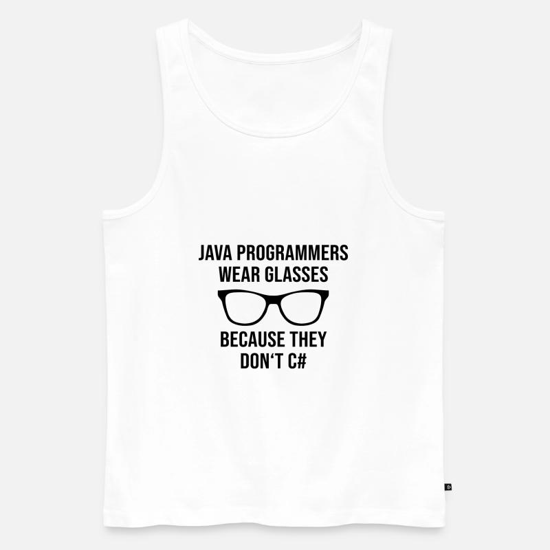 Programmeur Java Developer Glasses - Débardeur bio Premium Homme - blanc