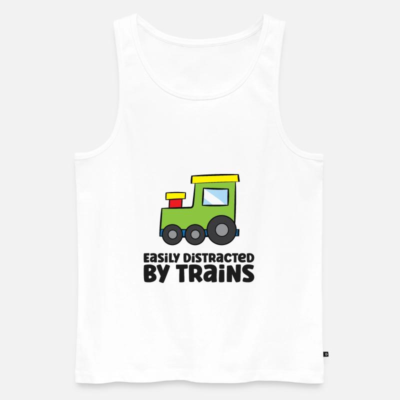 Easily Distracted By Trains - Männer Premium Bio Tank Top - Weiß