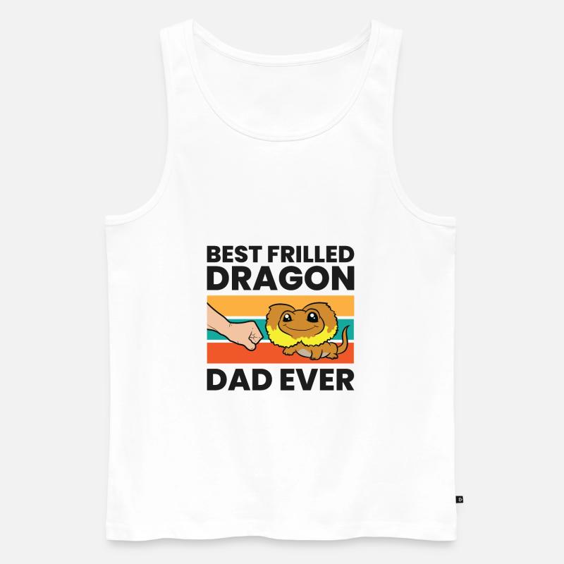 Gekräuselte Dracheneidechse Papa Bester - Männer Premium Bio Tank Top - Weiß
