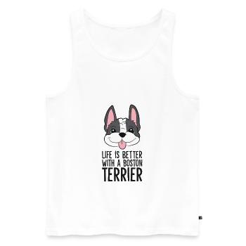 La vie est meilleure avec un chien Boston Terrier - Débardeur bio Premium Homme - blanc - Devant - Michal (187cm)