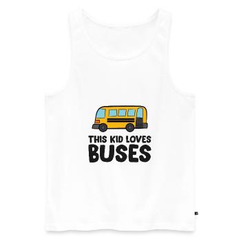 Dieses Kind liebt Busse - Männer Premium Bio Tank Top - Weiß - Vorne - Michal (187cm)