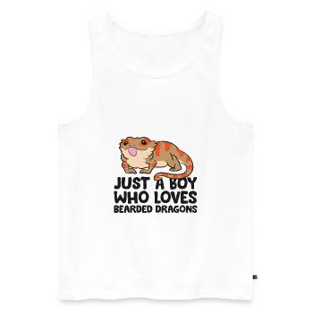 Bearded Dragon Reptile Just a Boy Who Loves - Men's Premium Organic Tank Top - white - Front - Michal (187cm)